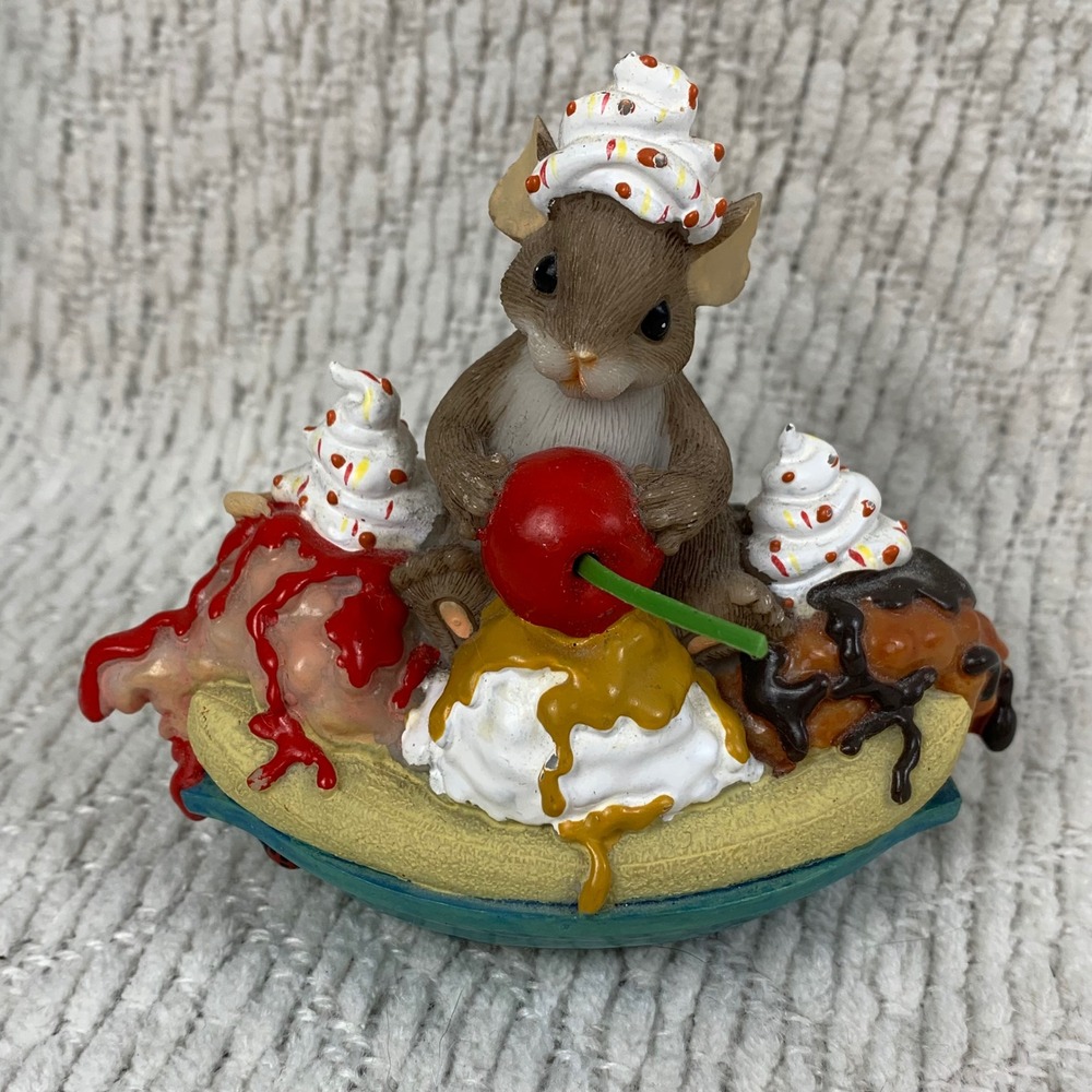 Charming Tails Mouse Figurine Banana Split Sundae Indulge Yourself Enesco F&F